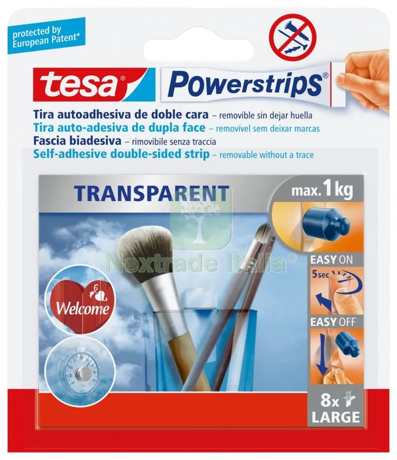 TESA POWERSTRIPS 8 STRISCE BIADESIVE LARGE — Ferramenta porte e finestre — rif. FERX.93456 TESA POWERSTRIPS 8 STRISCE BIADESIVE LARGE — Ferramenta porte e finestre — rif. FERX.93456