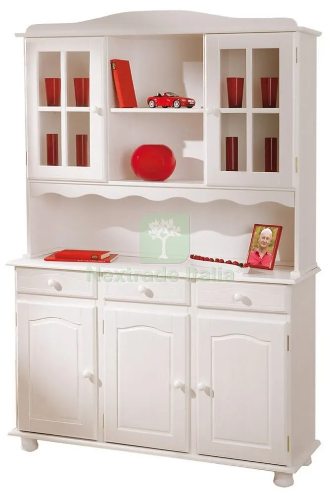 KIT CREDENZA 3ANTE+3CASSETTI+2 VETRINE MASS. BIANCO — Arredo — rif. FERX.93464