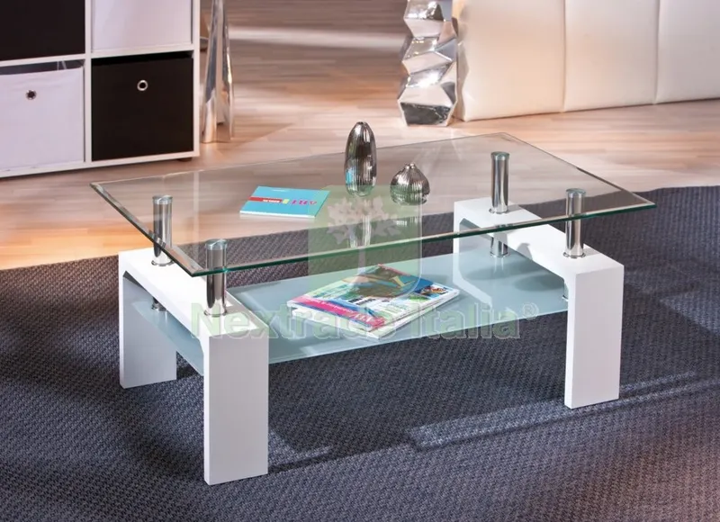 Kit Tavolino Doppio Vetro Laccato Bianco — Arredo — rif. FERX.93473 Kit Tavolino Doppio Vetro Laccato Bianco — Arredo — rif. FERX.93473