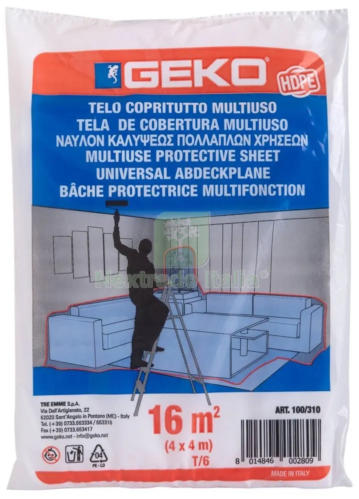 130PZ TELONE COPRITUTTO POLIETILENE 4X 4 M 100 G HD 6MY — Teli e film di protezione — rif. FERX.93517 130PZ TELONE COPRITUTTO POLIETILENE 4X 4 M 100 G HD 6MY — Teli e film di protezione — rif. FERX.93517