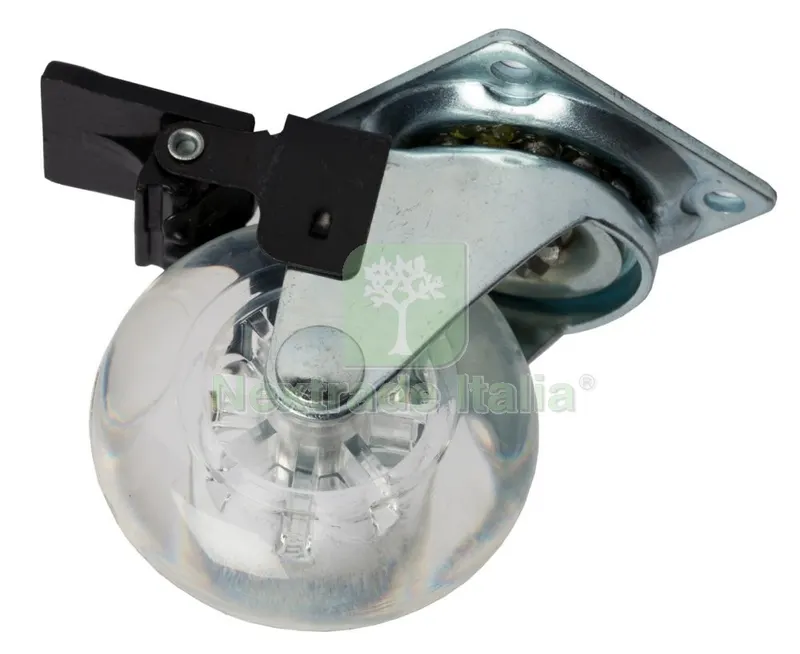 12PZ Ruota x Mobili Trasparente Diametro 50 MM con PIASTRA+FRENO — Misurazione e taglio manuale — rif. FERX.93780 12PZ Ruota x Mobili Trasparente Diametro 50 MM con PIASTRA+FRENO — Misurazione e taglio manuale — rif. FERX.93780