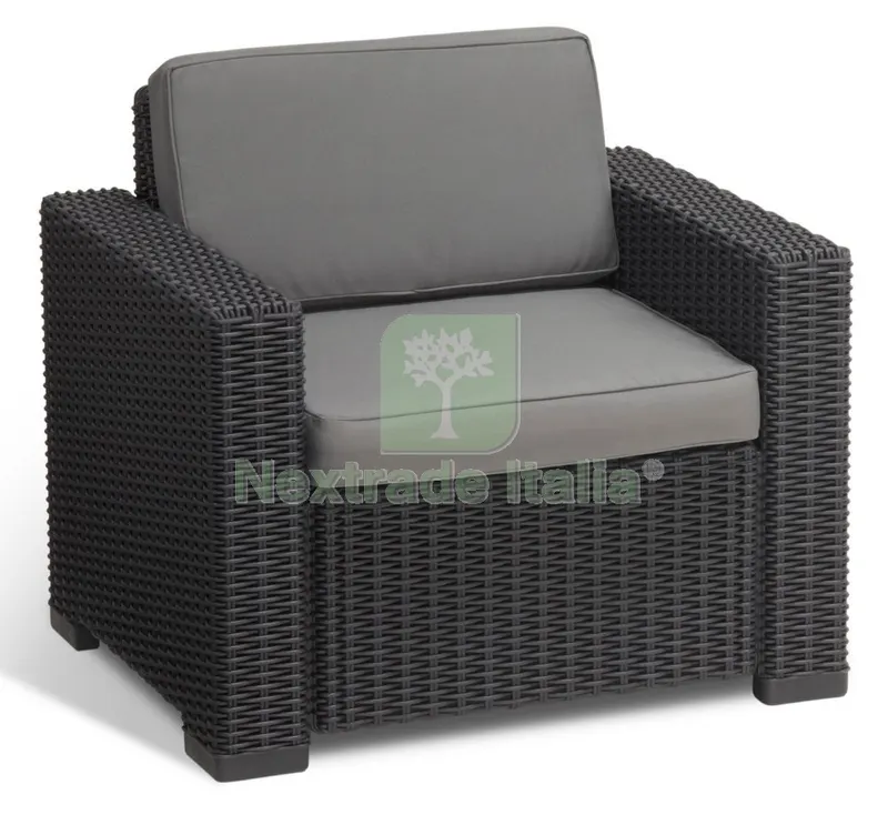 2PZ Allibert 'california' Poltrona Graphite con Cuscini 1 Seduta — Arredo — rif. FERX.93791 2PZ Allibert 'california' Poltrona Graphite con Cuscini 1 Seduta — Arredo — rif. FERX.93791
