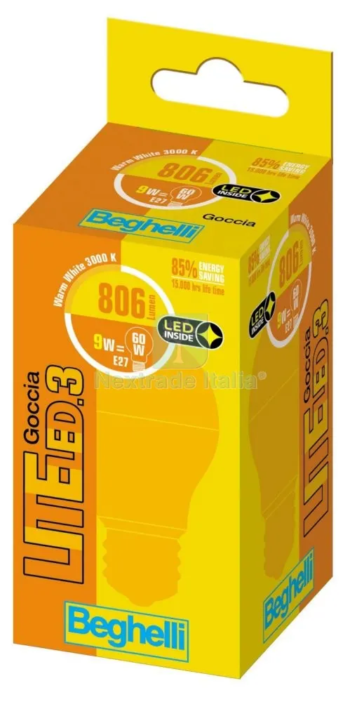 10PZ Beghelli LED 56942 GOCC.E27W9 Calda 3000K — Illuminazione — rif. FERX.93810