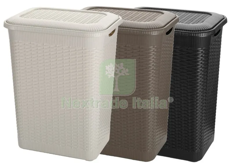 12PZ Portabiancheria RESINA'RATTAN'LT.50 (3COLORI) — Accessori bagno — rif. FERX.93854 12PZ Portabiancheria RESINA'RATTAN'LT.50 (3COLORI) — Accessori bagno — rif. FERX.93854
