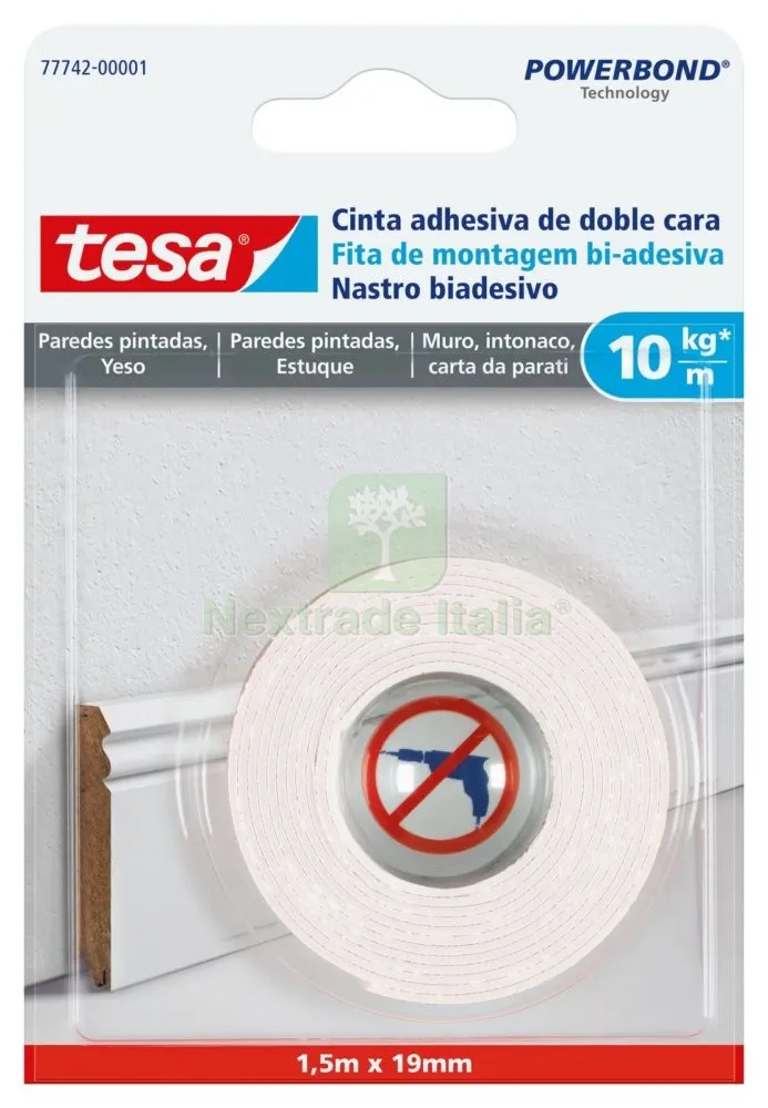10PZ Tesa Biadesivo Powerbond Intonaco ML.1,5X19MM — Cemento, malte e collanti edili — rif. FERX.94234 10PZ Tesa Biadesivo Powerbond Intonaco ML.1,5X19MM — Cemento, malte e collanti edili — rif. FERX.94234