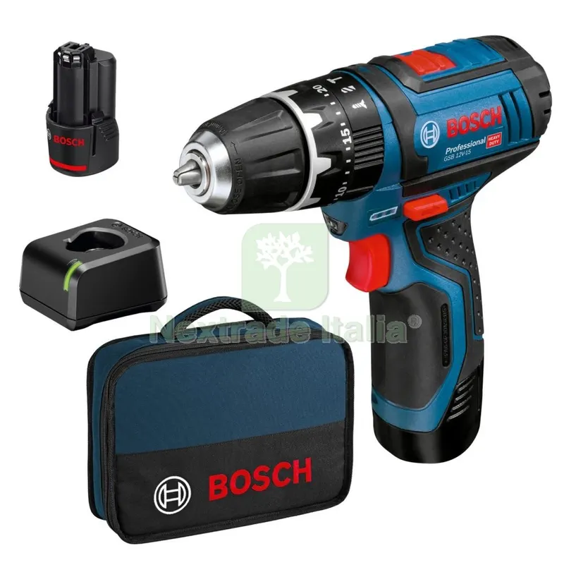 BOSCH-B 12V TRAPANO GSB12 V-15 CON 2 BATTERIE 2,0AH — Trapani e avvitatori — rif. FERX.94260