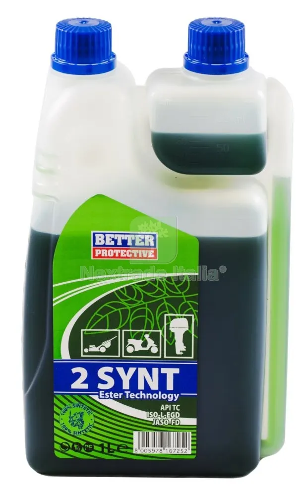 12PZ OLIO PER MISCELA BETTER 2 TEMPI 100 SINTETICO C-DOSATORE 1 L — Olio miscela e carburanti giardinaggio — rif. FERX.94343