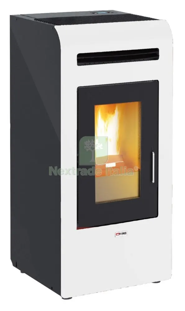 Stufa Pellet 15,5 KW King 16 Canalizzata Bianco — Stufe e camini — rif. FERX.94351 Stufa Pellet 15,5 KW King 16 Canalizzata Bianco — Stufe e camini — rif. FERX.94351
