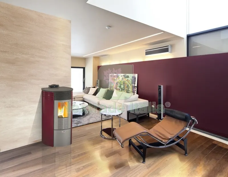 Stufa Pellet 10,1 KW King 12 Round Bordeaux — Stufe e camini — rif. FERX.94352