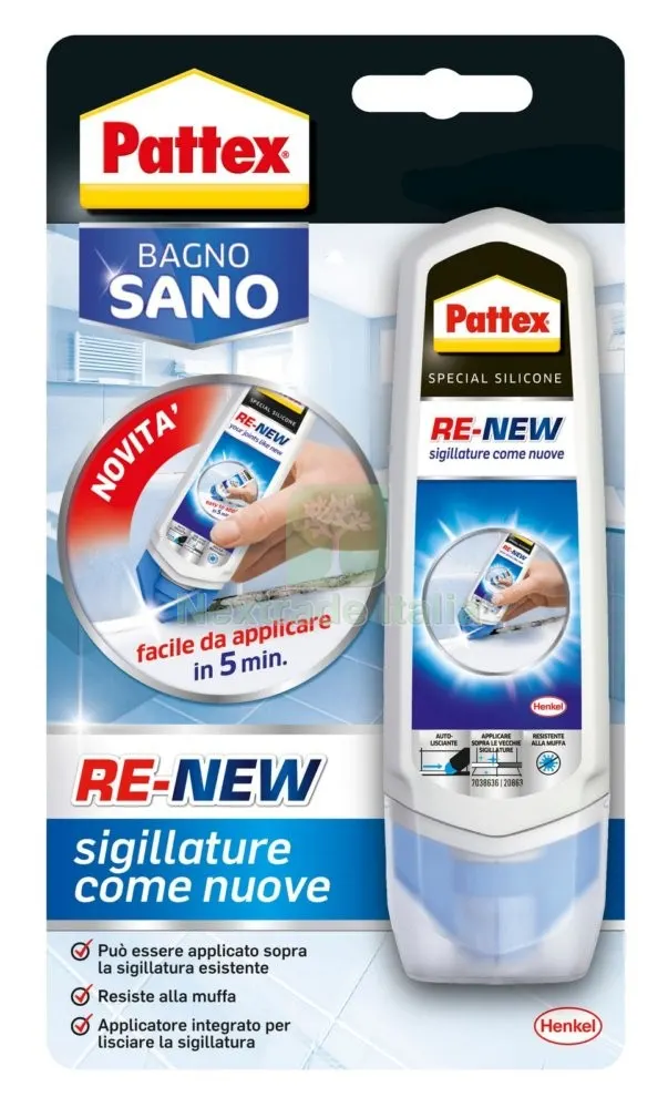 12PZ PATTEX SIGILLANTE 'RE-NEW' ML 80 SILICONE A BASE ACQUA IDEALE PER BAGNI — Adesivi e sigillanti — rif. FERX.94787 12PZ PATTEX SIGILLANTE 'RE-NEW' ML 80 SILICONE A BASE ACQUA IDEALE PER BAGNI — Adesivi e sigillanti — rif. FERX.94787