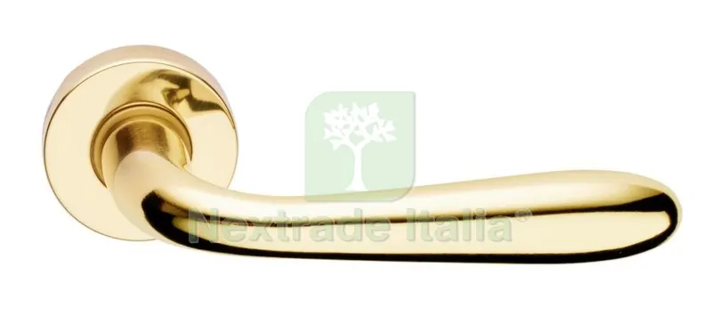 4PZ Mezza Maniglia 'goccia' Ottonata con Rosetta Tonda Destra — Maniglie e pomelli — rif. FERX.94954 4PZ Mezza Maniglia 'goccia' Ottonata con Rosetta Tonda Destra — Maniglie e pomelli — rif. FERX.94954