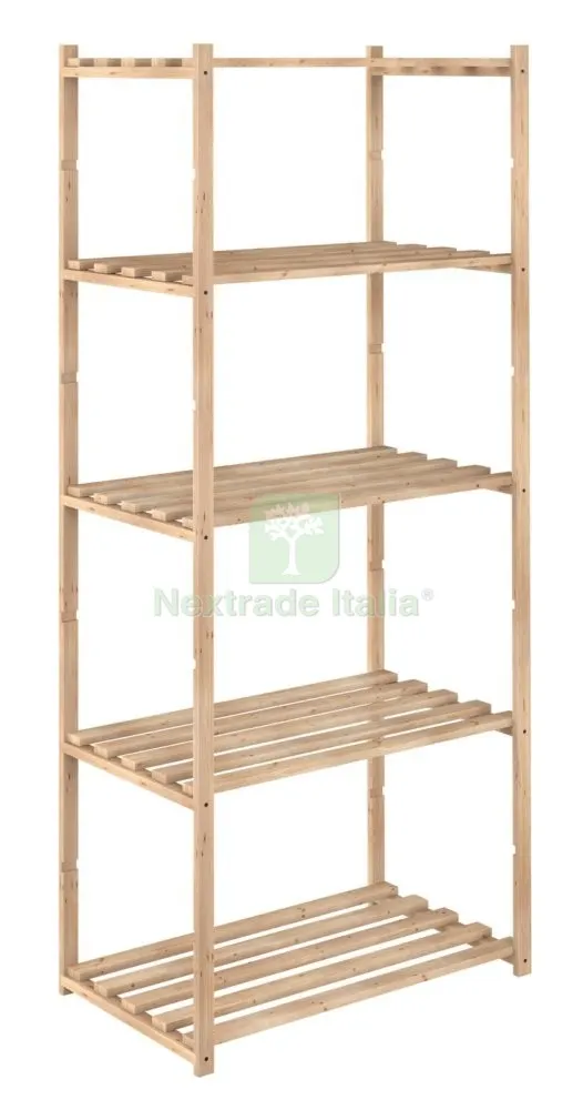 Scaffale in Pino 5 Ripiani 65X40XH171 CM — Casalinghi e organizzazione — rif. FERX.9501