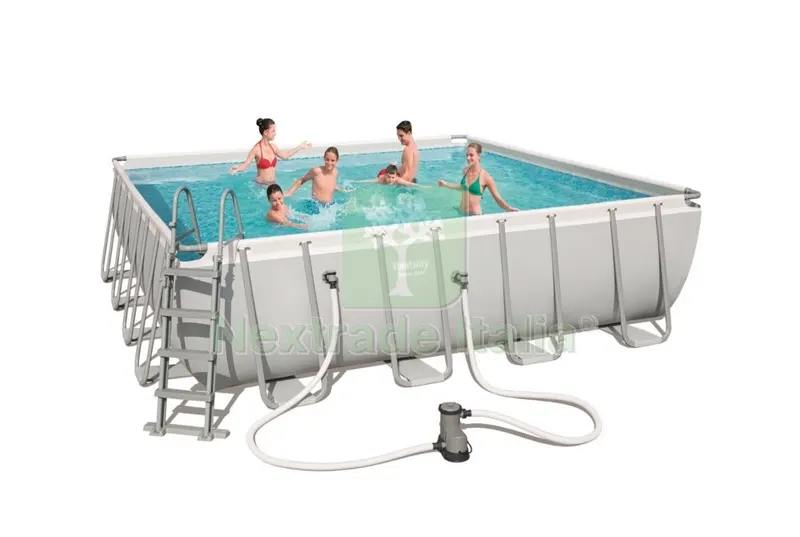 Piscina con Telaio Completa Telo per Copertura e Base Scaletta + Pompa CM 488X488 H 122 CM — Tempo libero outdoor — rif. FERX.95055 Piscina con Telaio Completa Telo per Copertura e Base Scaletta + Pompa CM 488X488 H 122 CM — Tempo libero outdoor — rif. FERX.95055