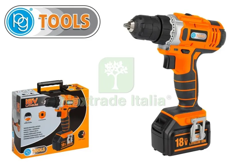 Trapano a Batteria Litio 18V con 2 VELOCITà Frizione e Accossori — Batterie e caricabatterie — rif. FERX.95166 Trapano a Batteria Litio 18V con 2 VELOCITà Frizione e Accossori — Batterie e caricabatterie — rif. FERX.95166