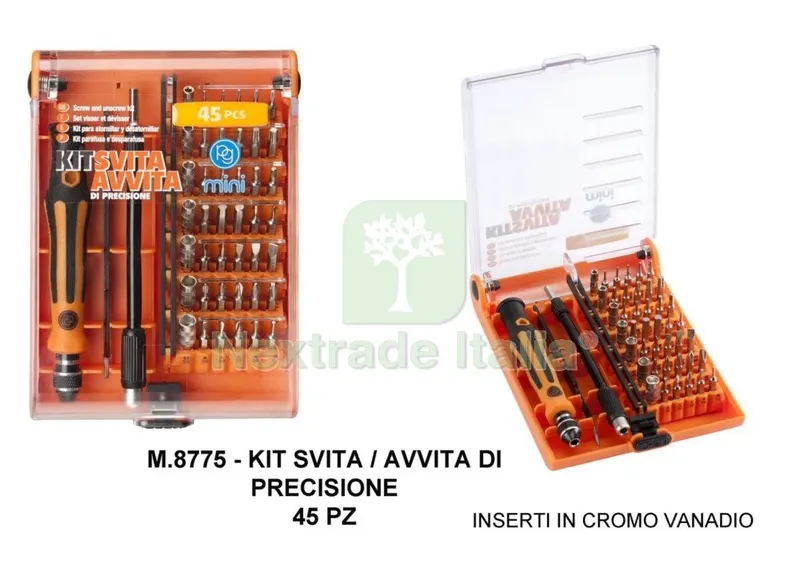 Kit Svita/Avvita di Precisione Kit con 42 INSERTI+PINZA+IMPUGNATURA — Pinze e tronchesi — rif. FERX.95168