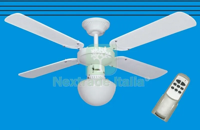 Ventilatore a Soffitto con TELEC+LUCE D 105 Bianco — Pompe — rif. FERX.95214