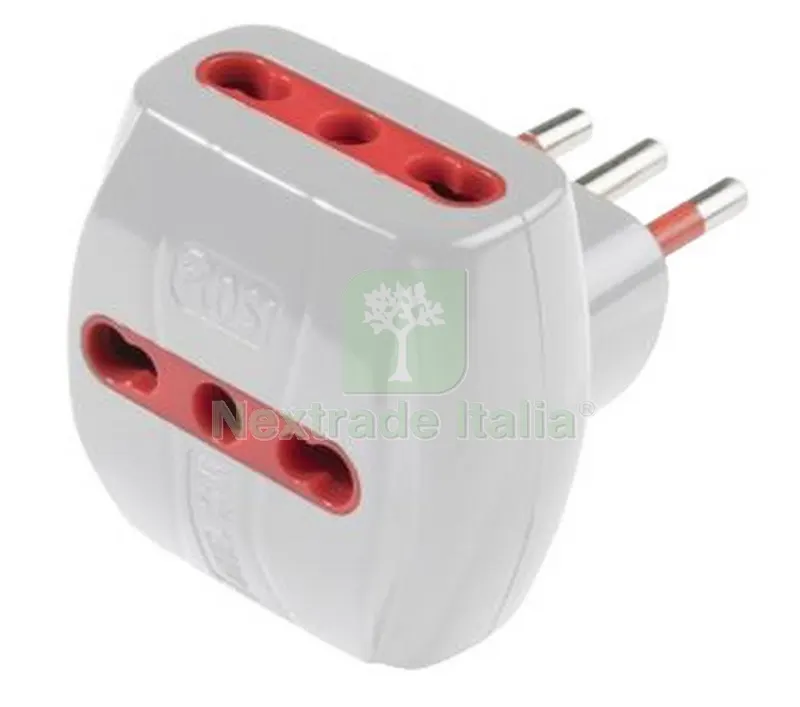 Adattatore Triplo 10A 3 Prese Bipasso con Limitatore — Illuminazione — rif. FERX.95418 Adattatore Triplo 10A 3 Prese Bipasso con Limitatore — Illuminazione — rif. FERX.95418