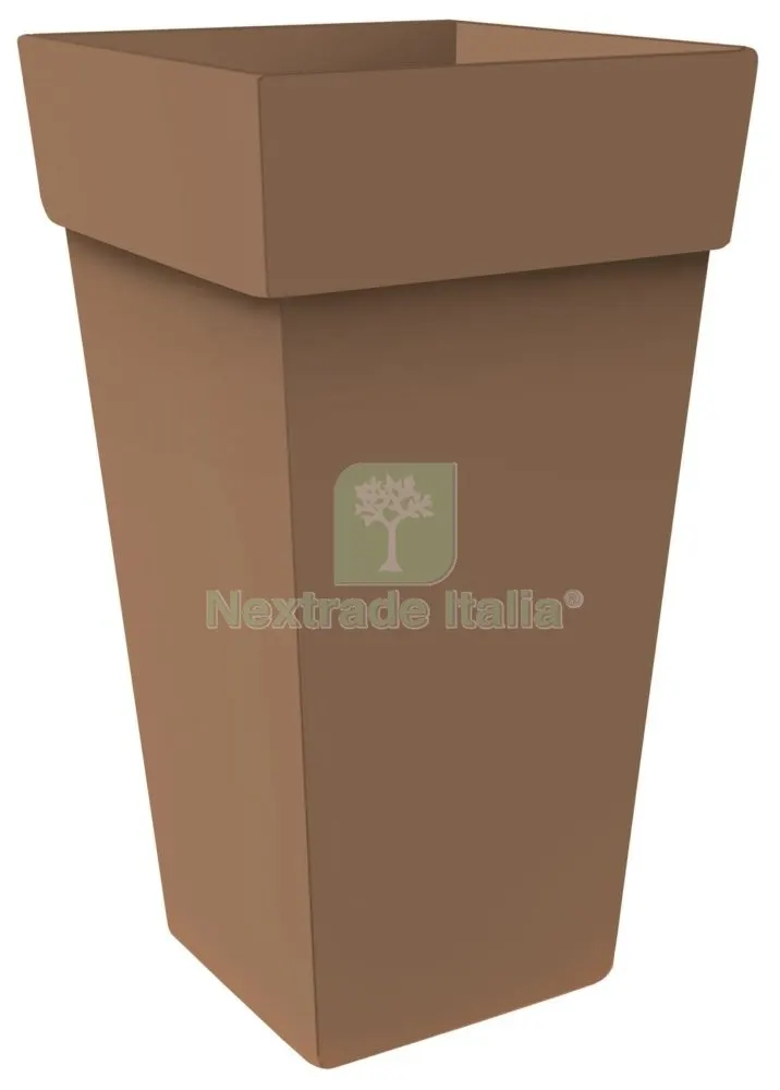 6PZ Vaso Melrose Alto in Plastica per Fiori e Piante Quadrato 30X30X41 H Colore Mocca — Vasi e fioriere — rif. FERX.95511 6PZ Vaso Melrose Alto in Plastica per Fiori e Piante Quadrato 30X30X41 H Colore Mocca — Vasi e fioriere — rif. FERX.95511