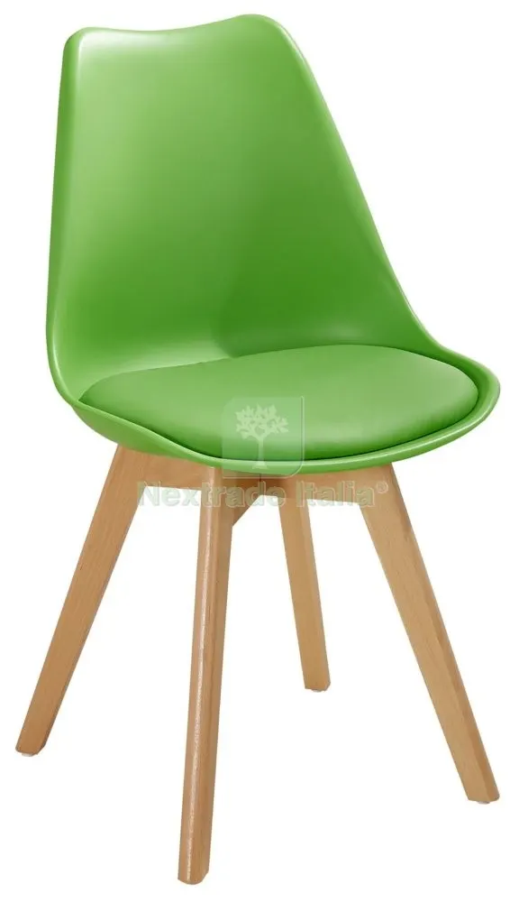 4PZ Sedia "soft" Verde Gambe in Legno + Cuscino — Arredo — rif. FERX.95632 4PZ Sedia "soft" Verde Gambe in Legno + Cuscino — Arredo — rif. FERX.95632