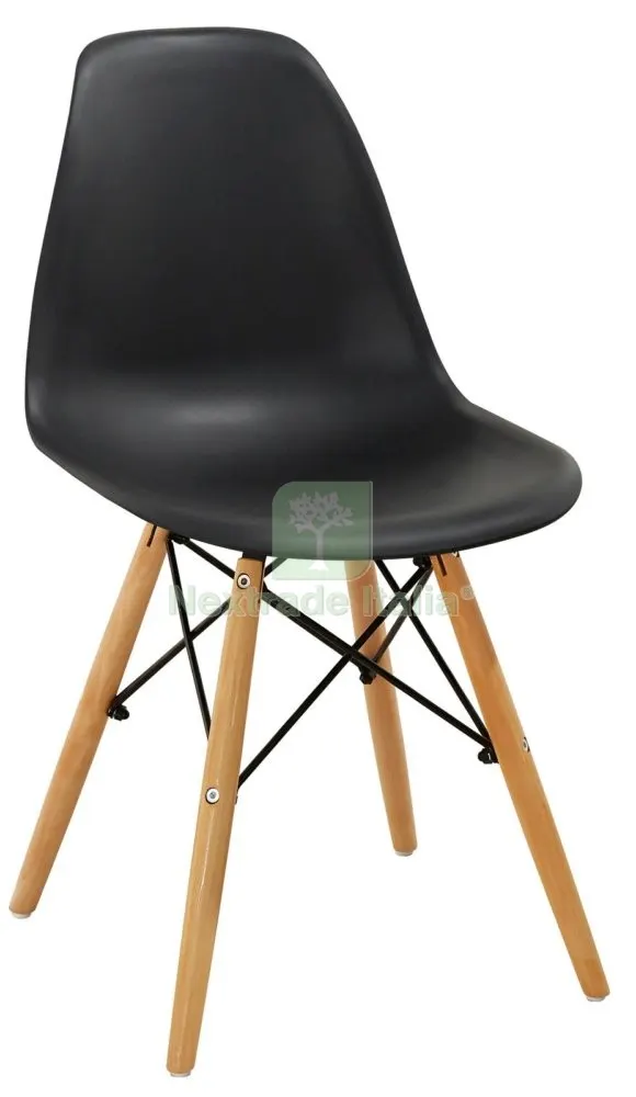4PZ Sedia "momo " Nera Gambe in Legno con Rinforzi in Metallo — Arredo — rif. FERX.95633