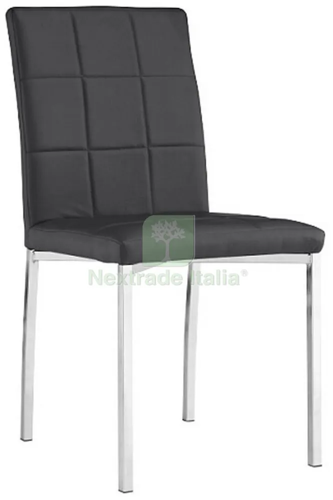 4PZ Sedia "elena" Nera Gambe in Metallo Cromato — Arredo — rif. FERX.95698