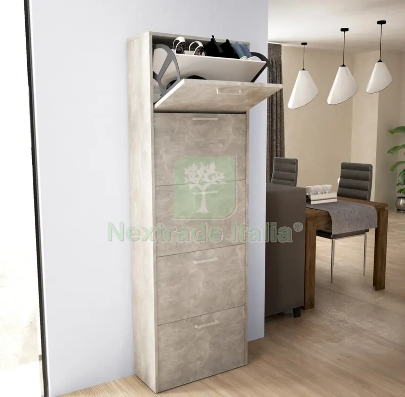 Kit Scarpiera 5 Ante Doppia Profondita 59X172X25 CM Cemento C.K4298 — Arredo — rif. FERX.957 Kit Scarpiera 5 Ante Doppia Profondita 59X172X25 CM Cemento C.K4298 — Arredo — rif. FERX.957