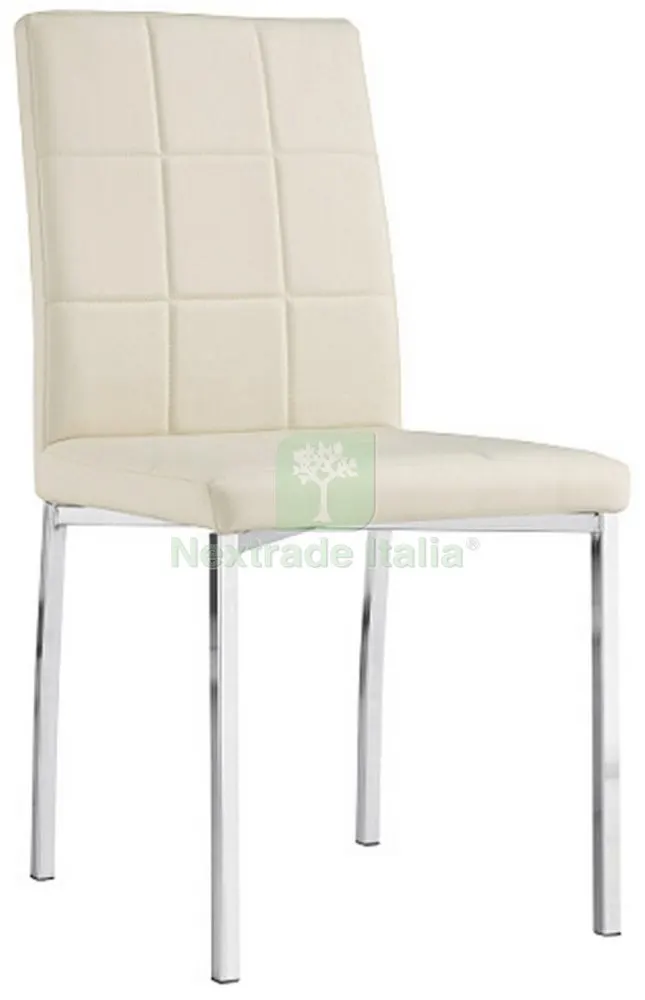 4PZ Sedia "elena" Beige Gambe in Metallo Cromato — Arredo — rif. FERX.95700