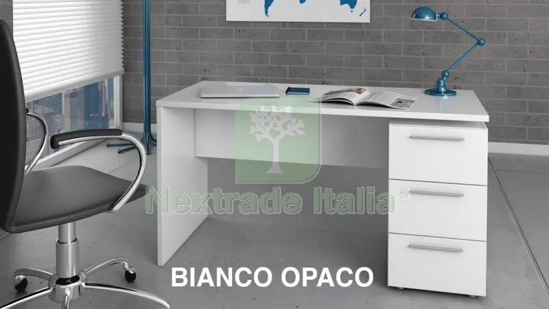 Kit Scrivania Stylus con Cassettiera 138X60X74 Bianco Laccato — Arredo — rif. FERX.95854