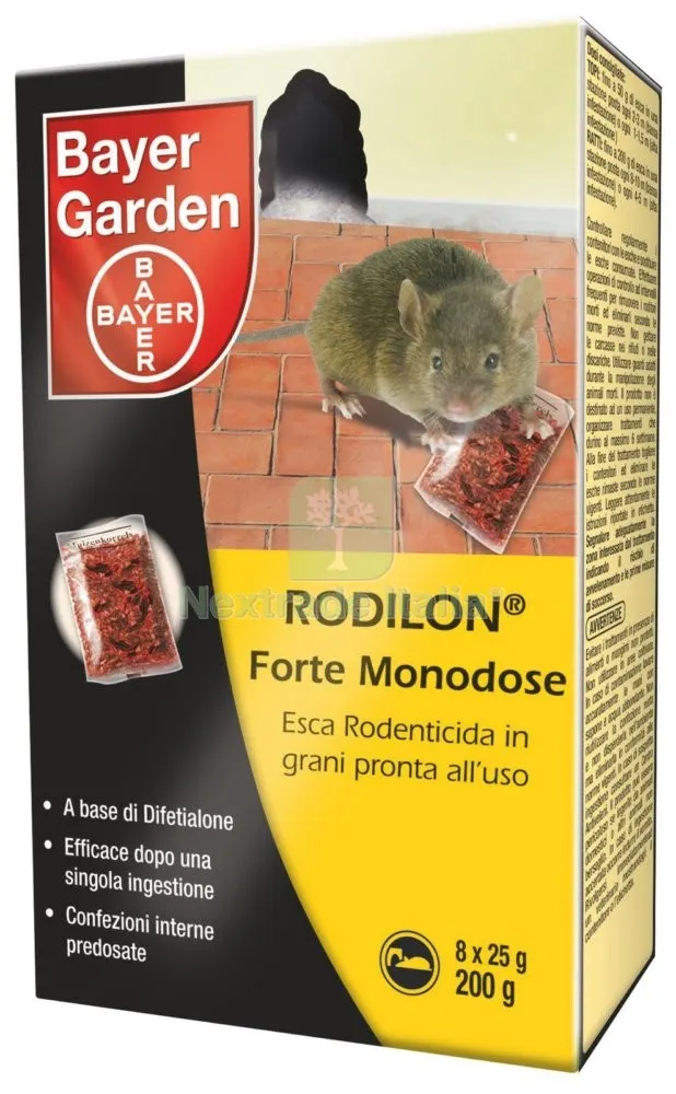 12PZ Bayer Esca Topicida "rodilon" GR 200 in Bustine Monodose da 25 GR (8 Dosi) — Disinfestazione e controllo nocivi — rif. FERX.95937
