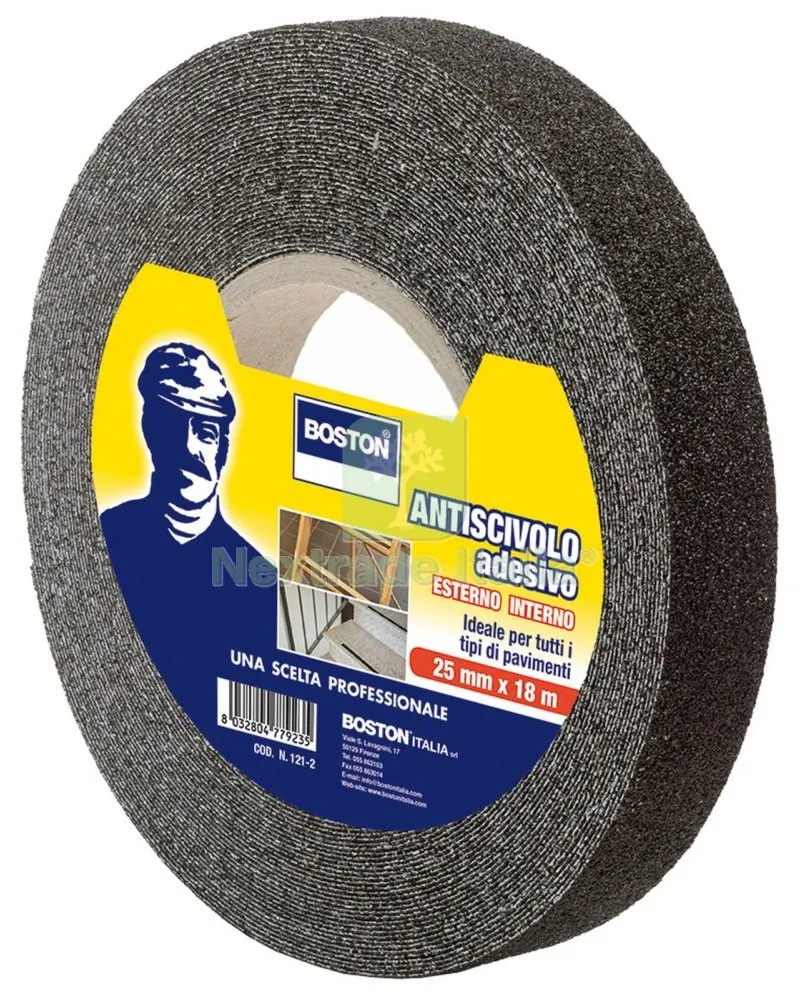 BOSTON NASTRO ANTISDRUCCIOLO PER GRADINI E PAVIMENTI MM 25X18M — Profili antiscivolo e gomma — rif. FERX.95954