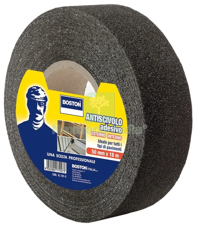 BOSTON NASTRO AUTOADESIVO ANTISDRUCCIOLO PER GRADINI E PAVIMENTI MM 50X18 M — Profili antiscivolo e gomma — rif. FERX.95955