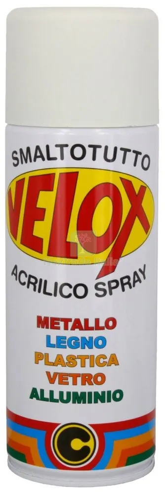6PZ Velox Vernice Spray Acrilico Avorio Opaco 400 ML NON Ingiallente — Bombolette e vernici spray — rif. FERX.95975 6PZ Velox Vernice Spray Acrilico Avorio Opaco 400 ML NON Ingiallente — Bombolette e vernici spray — rif. FERX.95975