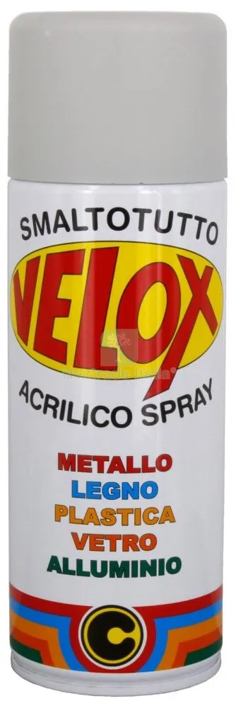 6PZ Velox Vernice Spray Acrilico Grigio Chiaro Opaco 400 ML NON Ingiallente — Bombolette e vernici spray — rif. FERX.95978 6PZ Velox Vernice Spray Acrilico Grigio Chiaro Opaco 400 ML NON Ingiallente — Bombolette e vernici spray — rif. FERX.95978
