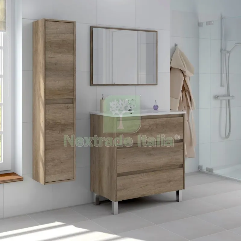 Kit Mobile Bagno Dakota 3 Cassetti 80 Rovere Nordik — Accessori bagno — rif. FERX.96249