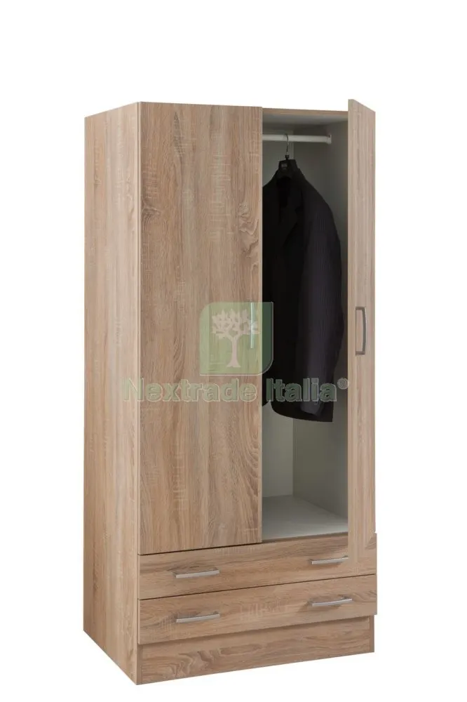 Kit Armadio 2 Ante + 2 Cassetti 82X46X184,3 Rovere Scuro — Arredo — rif. FERX.96253