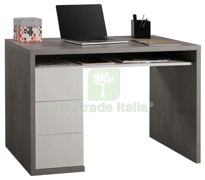 Pratico Scrivania 3 Cassetti CM 110X60X75H Cemento — Arredo — rif. FERX.96261