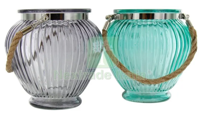 8CF Portacandela in Vetro Bombato Righe Assortite — Accessori bagno — rif. FERX.96314