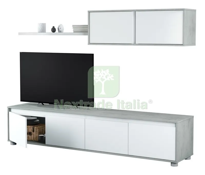 Kit Parete Attrezzata Alida 41X200X43H Bianco/Cemento — Cemento, malte e collanti edili — rif. FERX.96404