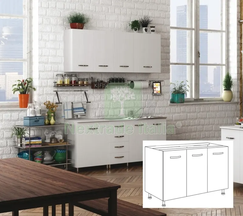 KIT CUCINA BASE 3 ANTE 120X50XH85 CM SENZA LAVELLO BIANCO — Sanitari e ceramiche — rif. FERX.96421 KIT CUCINA BASE 3 ANTE 120X50XH85 CM SENZA LAVELLO BIANCO — Sanitari e ceramiche — rif. FERX.96421