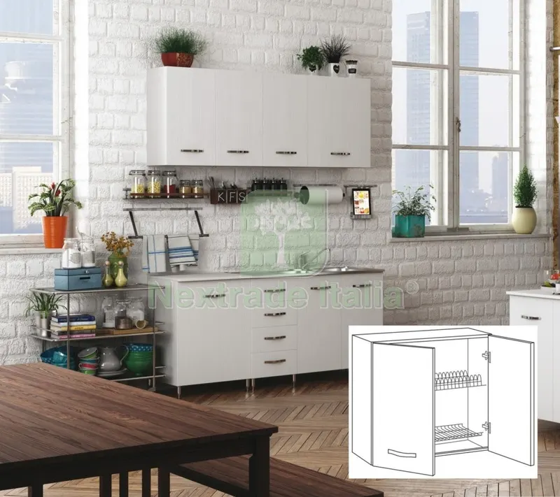 KIT CUCINA PENSILE 2 ANTE SCOLAPIATTI 80X32XH72 CM BIANCO — Serrature e cilindri — rif. FERX.96425