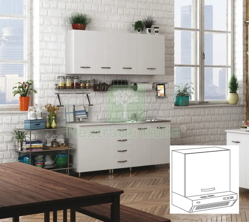 Kit Cucina Pensile 1 Anta Sopracappa 60X32XH49 CM Bianco — Casalinghi e organizzazione — rif. FERX.96426 Kit Cucina Pensile 1 Anta Sopracappa 60X32XH49 CM Bianco — Casalinghi e organizzazione — rif. FERX.96426
