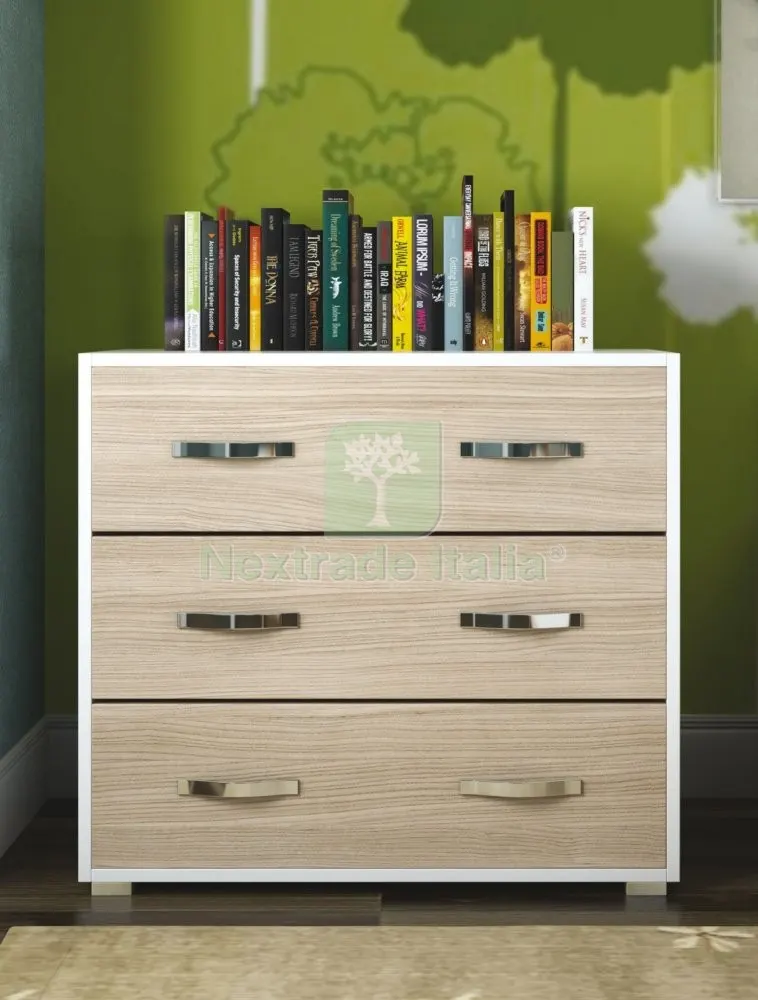 Linea Modern Cassettone 3 Cassetti 91X45XH81 CM Olmo/Bianco — Arredo — rif. FERX.96440 Linea Modern Cassettone 3 Cassetti 91X45XH81 CM Olmo/Bianco — Arredo — rif. FERX.96440