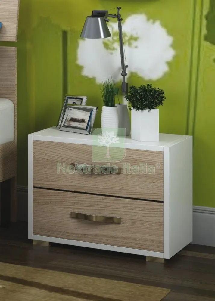 LINEA MODERN COMODINO 2 CASSETTI 52X36XH43 CM OLMO/BIANCO — Arredo — rif. FERX.96441