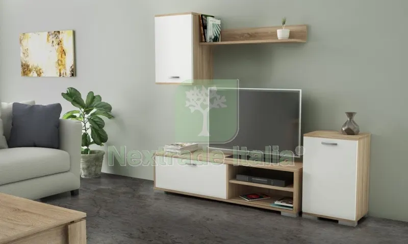 Kit Parete Attrezzata 170X36XH190 CM Bianco/Rovere — Arredo — rif. FERX.97003 Kit Parete Attrezzata 170X36XH190 CM Bianco/Rovere — Arredo — rif. FERX.97003