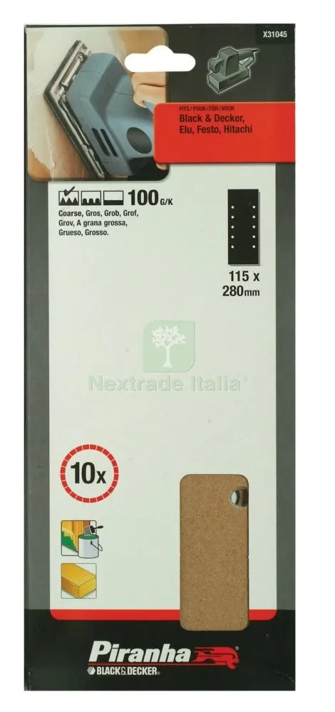 PIRANHA X31045 10 FOGLI FORATI 115X280 GR.100 — Tubi e raccordi — rif. FERX.9713