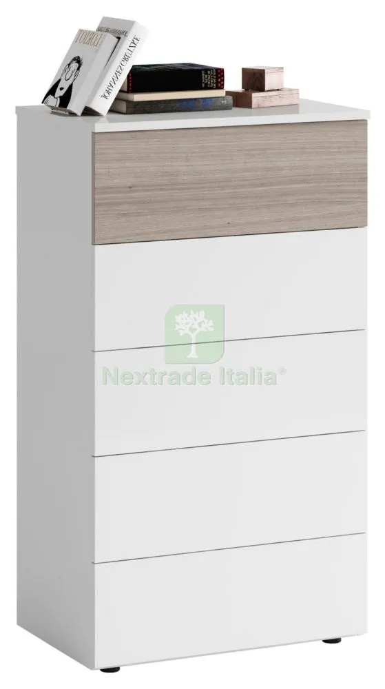 Cassettone 5 Cassetti CM 61X40X109 Bianco Frassino — Arredo — rif. FERX.97134