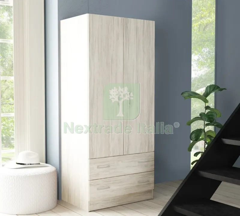 Kit Armadio 2 ANTE+2 Cassetti 77X180X50 Bianco Venato K083 — Arredo — rif. FERX.973 Kit Armadio 2 ANTE+2 Cassetti 77X180X50 Bianco Venato K083 — Arredo — rif. FERX.973