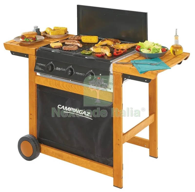 Barbecue Dualgas Adelaide 3 Woody DG in Acciaio e Legno di Faggio — Tempo libero outdoor — rif. FERX.97338