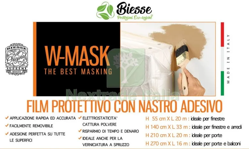 W-MASK FILM PROTETTIVO + NASTRO ADESIVO CM 140 X 33MT — Adesivi e sigillanti — rif. FERX.97382 W-MASK FILM PROTETTIVO + NASTRO ADESIVO CM 140 X 33MT — Adesivi e sigillanti — rif. FERX.97382
