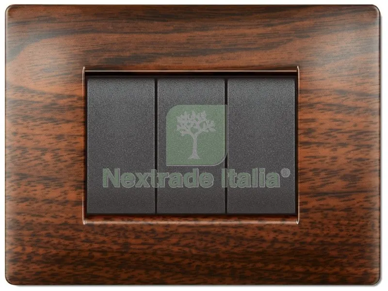 PLACCA LIFE Q MODELLO LIVING LEGNO SCURO 4 POSTI — Interruttori e prese — rif. FERX.97523 PLACCA LIFE Q MODELLO LIVING LEGNO SCURO 4 POSTI — Interruttori e prese — rif. FERX.97523